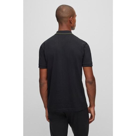 BOSS Hugo Boss Black Cotton Pique Slim Fit Polo Shirt Lime Green Accent XXL - Picture 2 of 7
